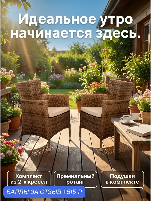 Комплект садовой мебели GARDINI Пьяцца из искусственного ротанга, капучино, до 120 кг — Gardini, 515 баллов за отзыв Яндекс Маркет