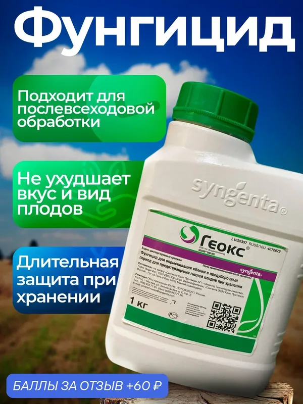 Фунгицид Syngenta Геокс ВДГ, от болезней и насекомых, для плодово-ягодных, 5 грамм — Syngenta, 60 баллов за отзыв Яндекс Маркет