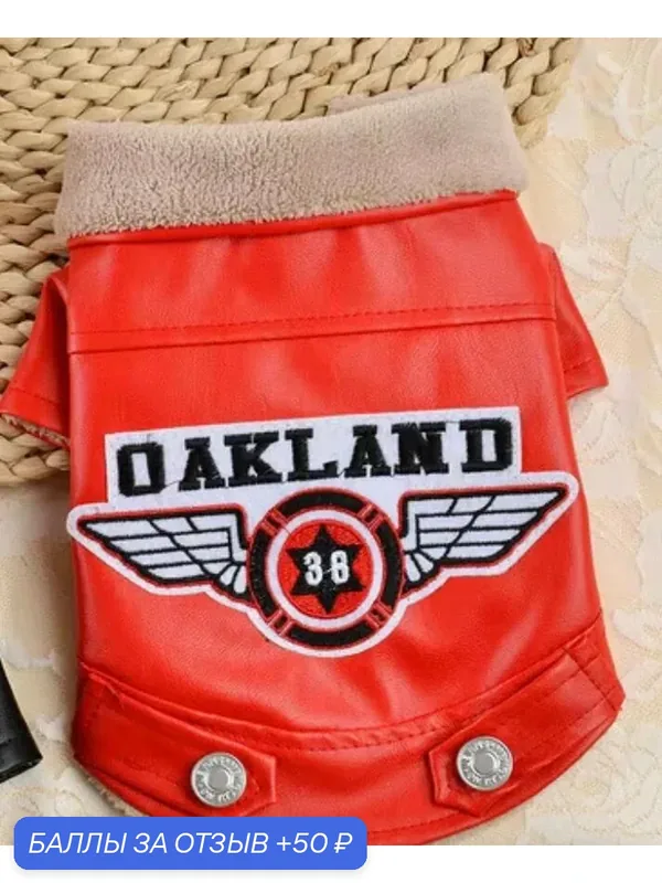 Теплая куртка из экокожи " Oakland" для собак небольших пород, красная . Размер S . — Yiwu, 50 баллов за отзыв Яндекс Маркет