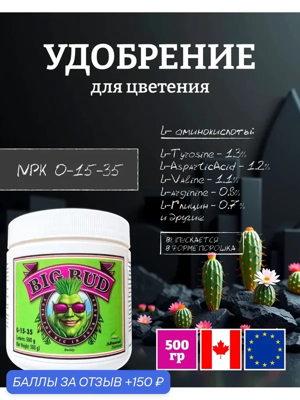 Удобрение - стимулятор урожайности Advanced Nutrients Big Bud Powder 500 г. — Advanced Nutrients, скидка по промокоду Яндекс Маркет