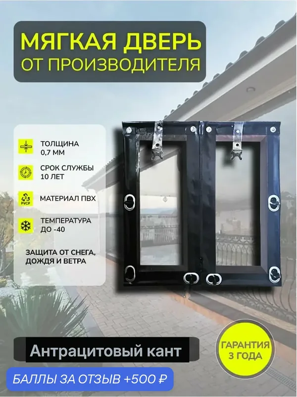 Мягкая дверь, окантовка цвет Антрацит (скоба черная) 220х195 — 500 баллов за отзыв Яндекс Маркет