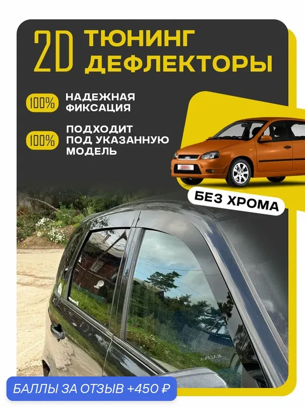 Плоские тюнинг дефлекторы для Lada Kalina 1 хэтчбек (2004-2013) 2d дефлекторы / Ветровики на Лада Калина 1 хетчбек. Комплект 6 шт. — MOSTEO, 450 баллов за отзыв Яндекс Маркет