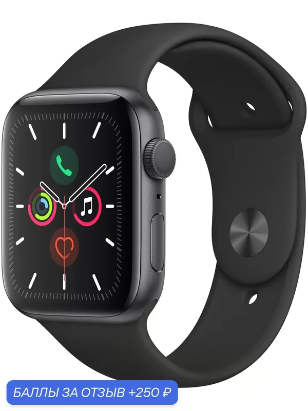 Умные часы A pple Watch Series 5 GPS 40мм Aluminum Case with Sport Band 40 мм Aluminium Case GPS RU, серый космос/черный — 250 баллов за отзыв Яндекс Маркет
