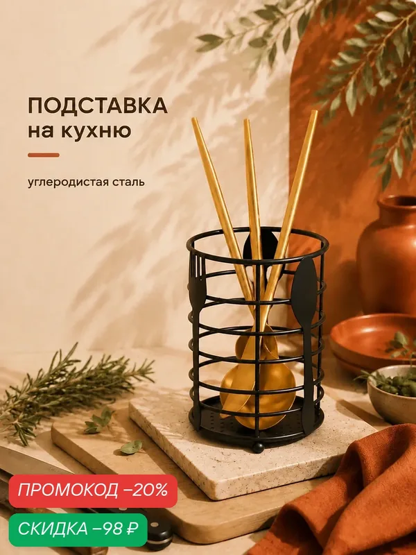 Сушилка для столовых приборов Доляна, 11×11×16 см, цвет чёрный — Доляна, скидка по промокоду Яндекс Маркет