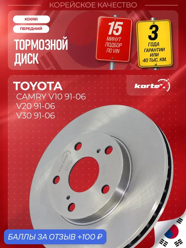 Диск тормозной (левый/правый передний) Lexus Лексус ES Toyota Тойота Camry Камри DF1431 — KORTEX, 100 баллов за отзыв Яндекс Маркет
