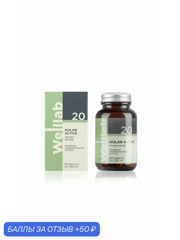 БАД для желчевыделительной системы Welllab HOLAN PHYTO ACTIVE, 60 капсул — 50 баллов за отзыв Яндекс Маркет