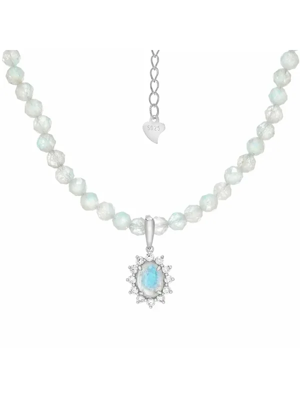 Колье, серебро, 925 проба, лунный камень, фианит — lunalu, скидка по промокоду Яндекс Маркет