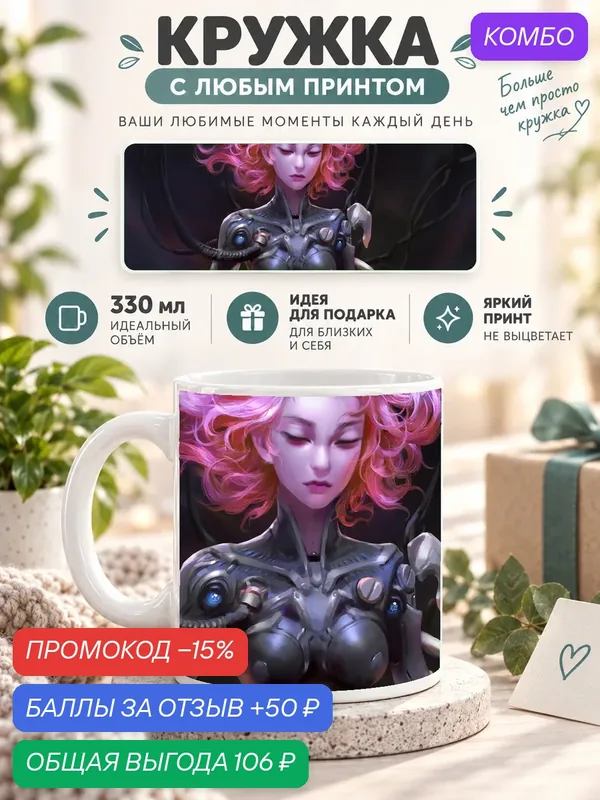 Подарочная кружка MoodRoom 330 мл, керамическая и глянцевая, белая с принтом Driftce, UG33020873 — промокод и 50 баллов за отзыв Яндекс Маркет