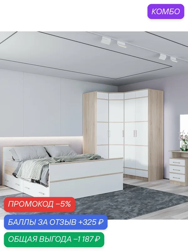 Шкаф угловой распашной деревянный Сакура 87, 6х221, 6х87, 6 см, дуб сонома/белый — Андрей, промокод и 325 баллов за отзыв Яндекс Маркет