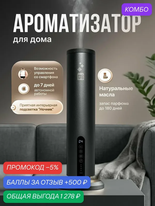 Ароматизатор для дома, аромадиффузор А326 графитовый, 120мл, PROSFD — PROSFD, промокод и 500 баллов за отзыв Яндекс Маркет