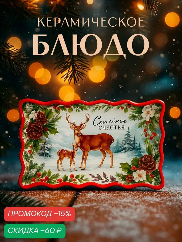Блюдо стеклянное новогоднее, «Семейного счастья», 24, 6 х 14, 7 см, на Новый Год — Дорого внимание, скидка по промокоду Яндекс Маркет