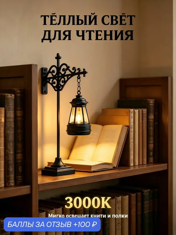 Библиотечный фонарь для книжной полки, светодиодный ночник, металлический, Декоративные светильники, разделитель для книг с фонариком, 1 шт. 6 см — 100 баллов за отзыв Яндекс Маркет