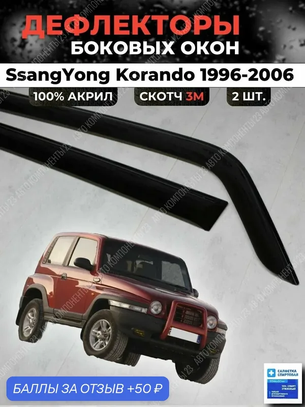 Дефлекторы окон SsangYong Korando 1996-2006 / Ветровики Санг енг Ссанг Йонг Корандо — 50 баллов за отзыв Яндекс Маркет