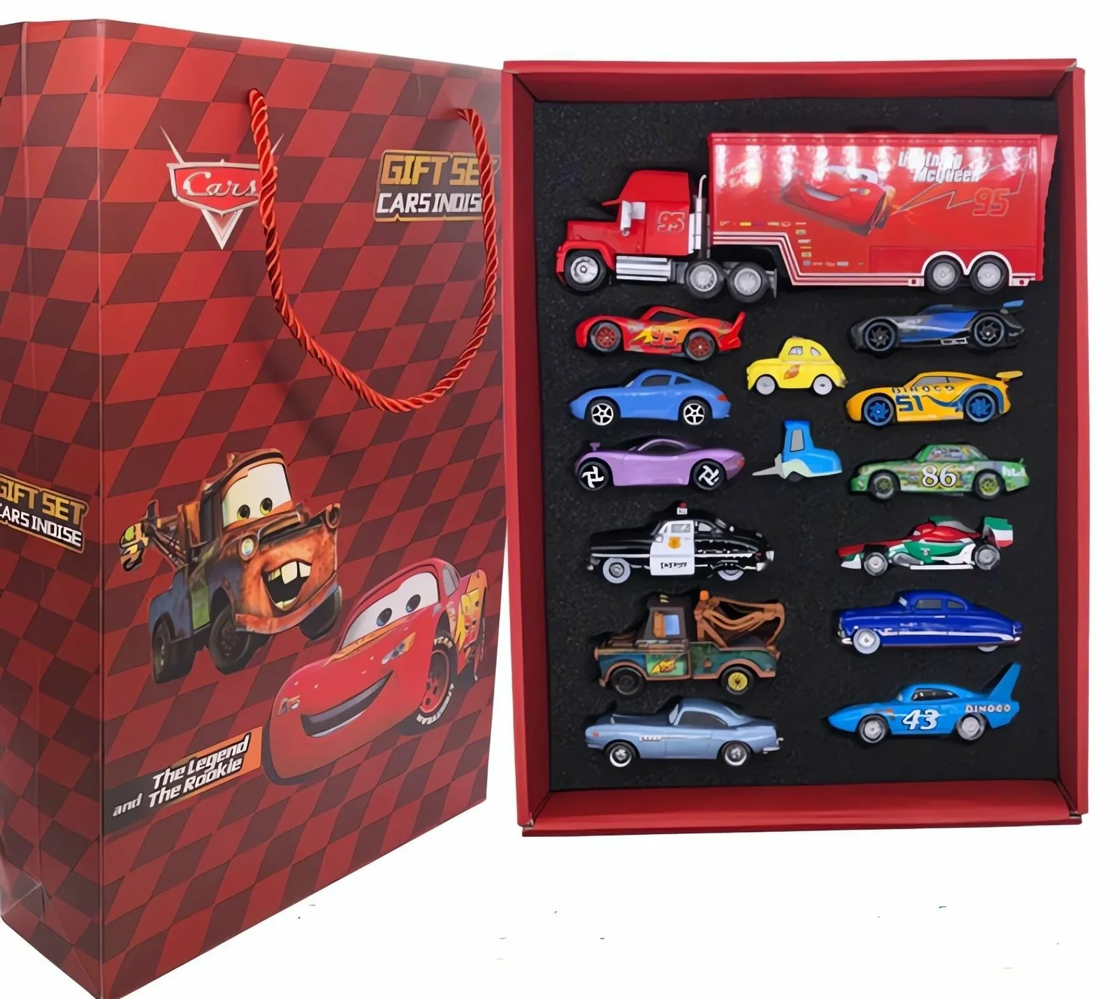 Подарочный набор лицензионных металлических машинок "Тачки" ("Cars") 15 в 1/фирменный подарочный пакет в комплекте — скидка по промокоду Яндекс Маркет