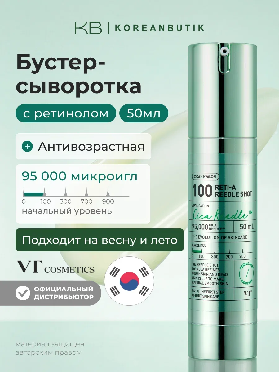 Бустер-сыворотка с микроиглами и ретинолом | VT Cosmetics Reti-A Reedle Shot 100 50 ml wys4 — скидка по промокоду Яндекс Маркет