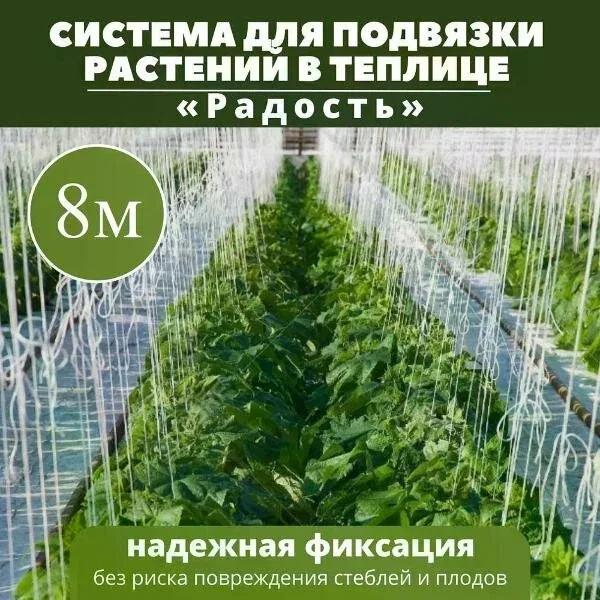 Система для подвязки растений в теплице 8м — Радость, 100 баллов за отзыв Яндекс Маркет
