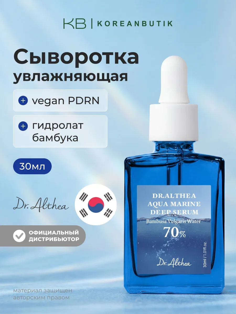Сыворотка глубокоувлажняющая с PDRN и бамбуком 70% | Dr.Althea Aqua Marine Deep Serum 30ml JH wys8 — скидка по промокоду Яндекс Маркет