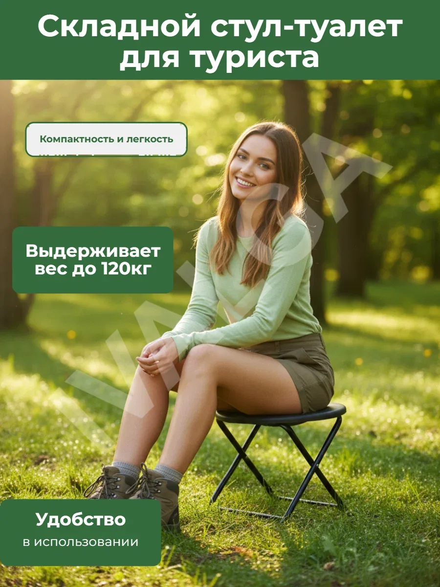 Стул-туалет для туриста складной металлический, выдерживает до 120 кг — IVALGA, скидка по промокоду Яндекс Маркет