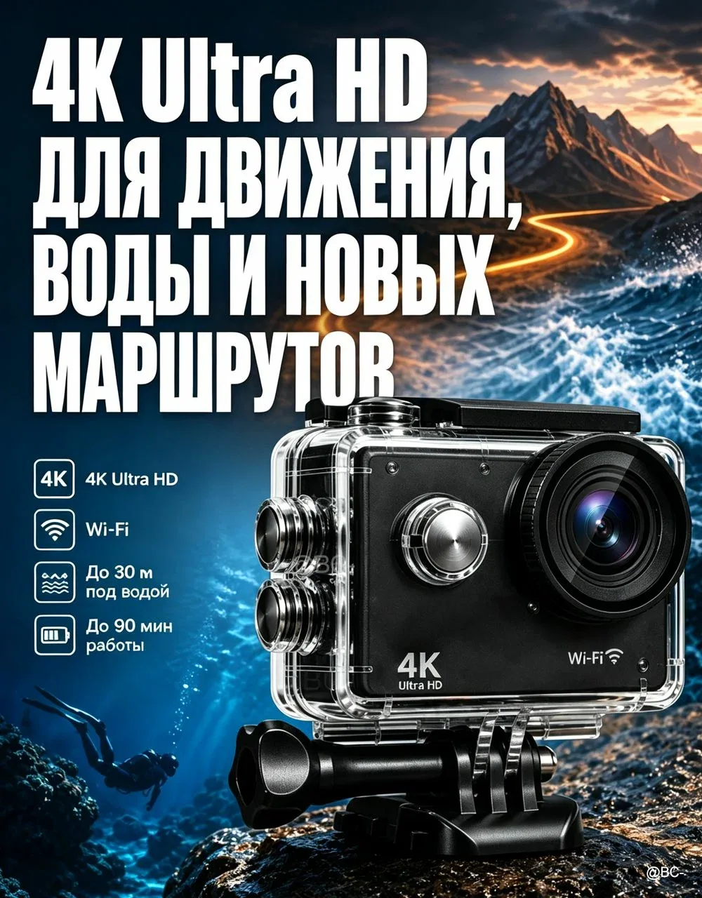 Экшн-камера YDXJ, черный — скидка по промокоду Яндекс Маркет