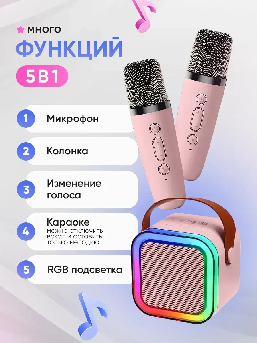 Караоке колонка с двумя микрофонами — скидка по промокоду Яндекс Маркет