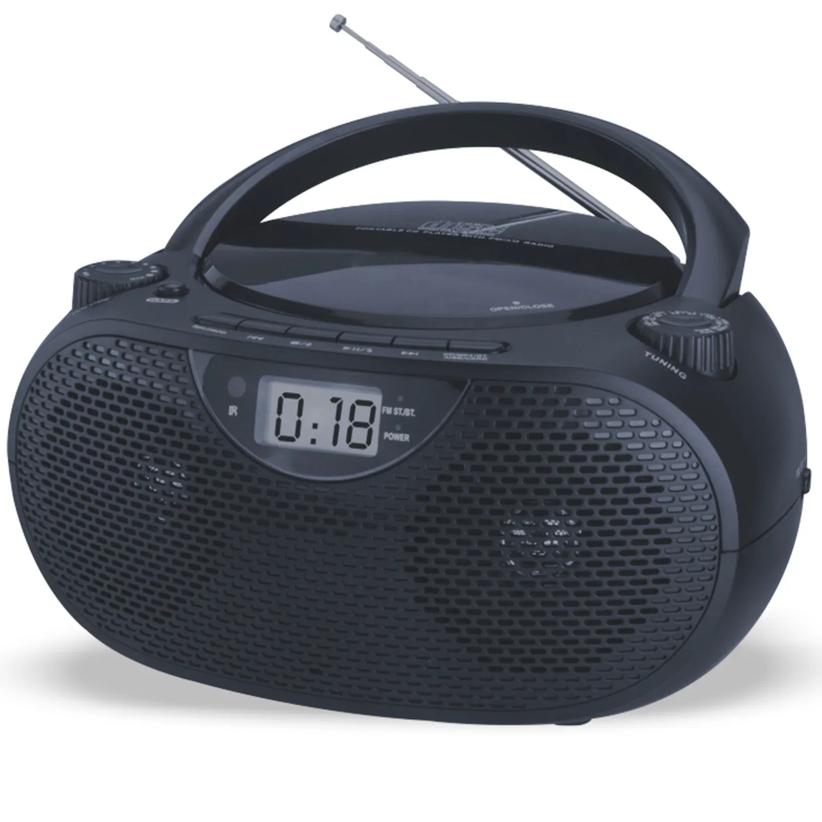 Портативный CD-плеер Boombox с AM / FM радио, Bluetooth, USB, чистый и полный звук с усилением басов, питание от сети переменного тока / батареи — скидка по промокоду Яндекс Маркет