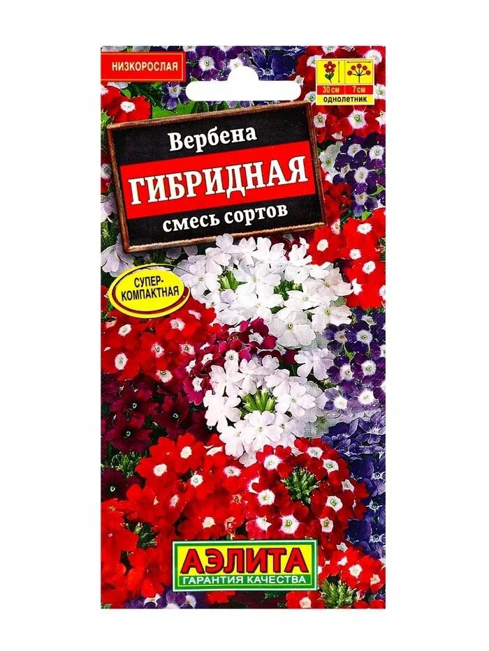 Семена цветов Вербена «Гибридная», смесь сортов, 0.1 г, 20 шт. — Агрофирма АЭЛИТА, скидка по промокоду Яндекс Маркет