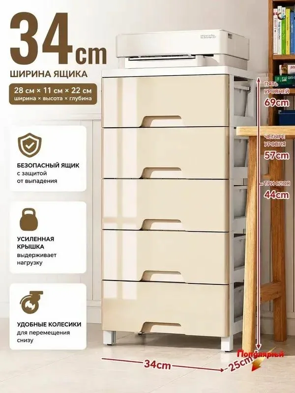 Комод, 4 ящ, 34х25x57 см — скидка по промокоду Яндекс Маркет