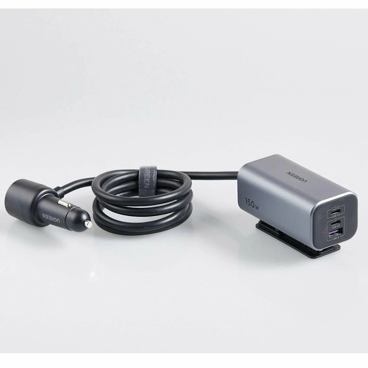 Автомобильное зарядное устройство UGREEN EC706 (35027) 150W 4-Port GaN with Extended USB-A+2*USB-C Fast Car Charger. Цвет: серый — скидка по промокоду Яндекс Маркет
