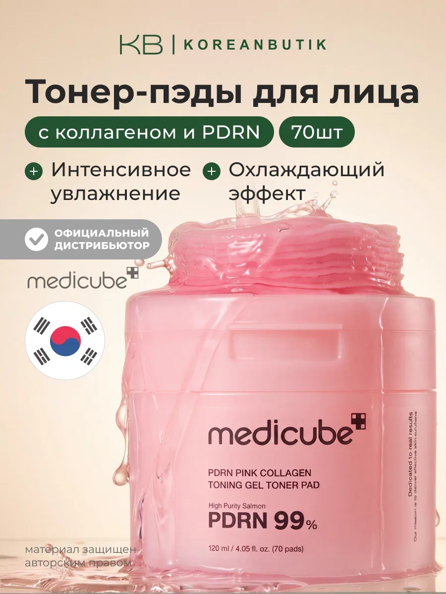 Тонер-пэды гидрогелевые | Medicube PDRN Pink Collagen Toning Gel Toner Pad 70ea wys8 — скидка по промокоду Яндекс Маркет