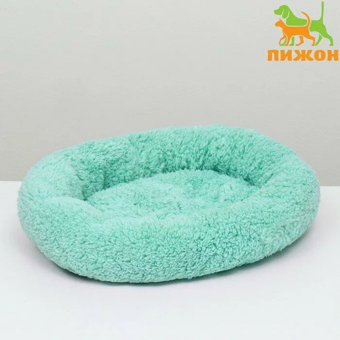 Лежанка для животных "Уют", мягкий мех, мятная, 45 × 35 × 11 см — ПИЖОН, скидка по промокоду Яндекс Маркет