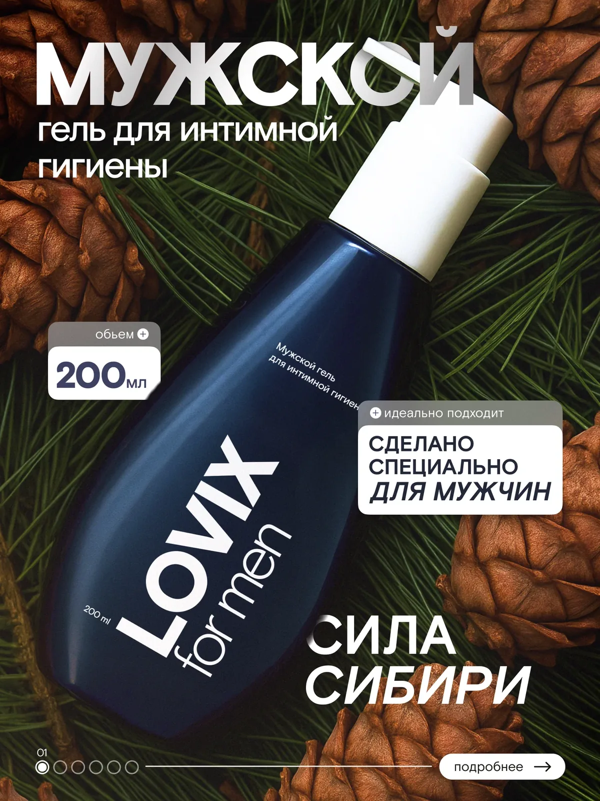 Мужской бессульфатный гель для интимной гигиены LOVIX for Men, 200 мл — LOVIX, скидка по промокоду Яндекс Маркет