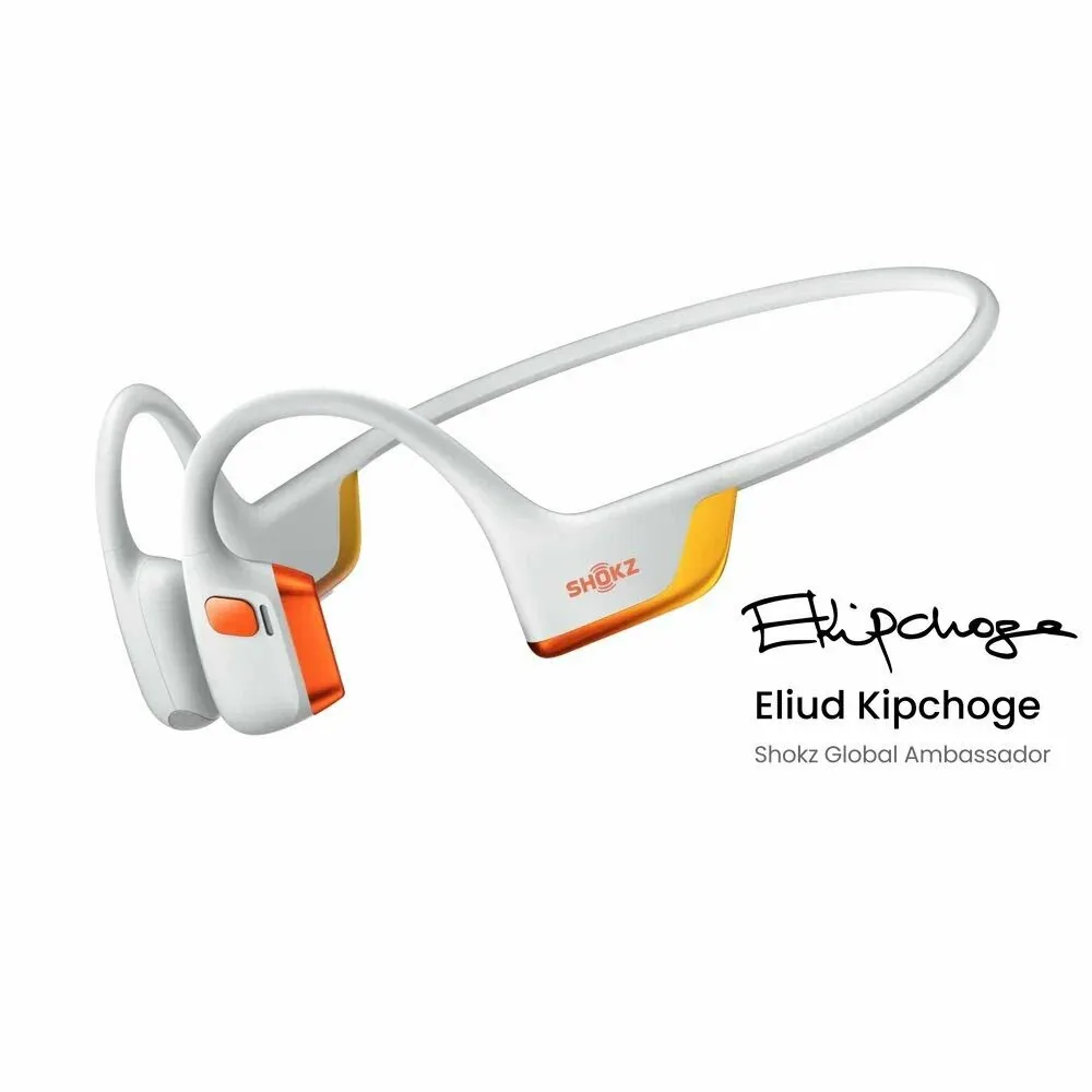 Наушники беспроводные Shokz OpenRun Pro 2, накладные, бело-оранжевые, S820 — SHOKZ, скидка по промокоду Яндекс Маркет
