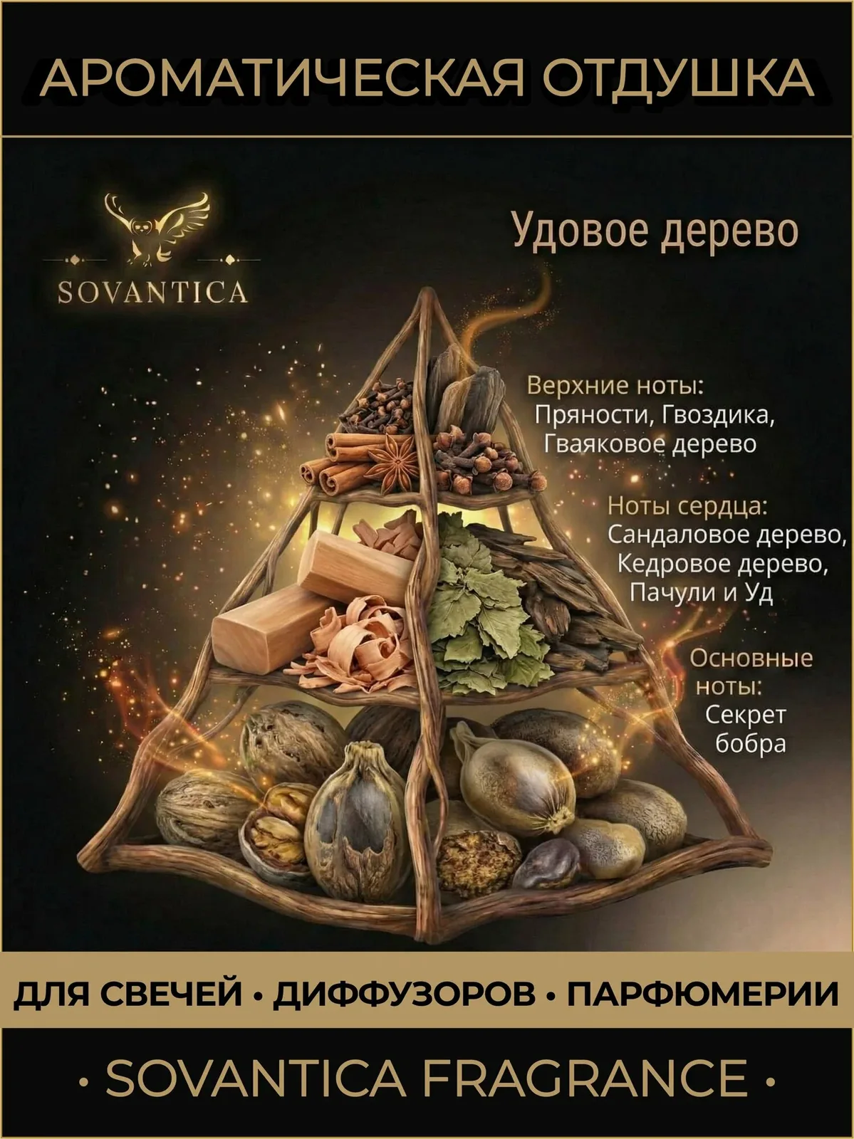 Ароматическая отдушка 10 г Удовое дерево (Oud tree), Sovantica Fragrances — SOVANTICA, скидка по промокоду Яндекс Маркет